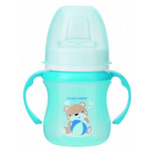 Canpol Поильник Canpol EasyStart Colourful animals, силик. носик, 120 мл, 6м+, арт. 35/207, бирюзовый