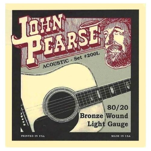 Комплект струн .012-.053 с бронзовой навивкой John Pearse 200L для акустической гитары