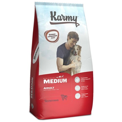 KARMY Медиум Эдалт сухой корм для собак средних пород Телятина 14кг
