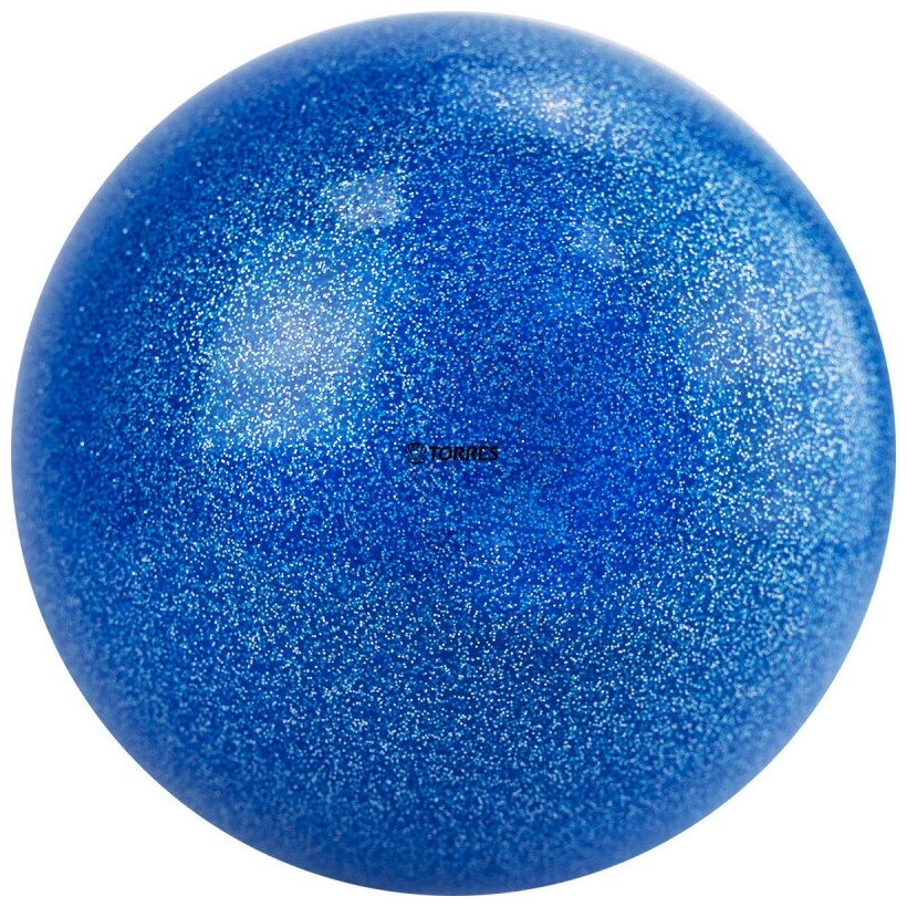 Мяч для художественной гимнастики однотонный Torres арт. AGP-15-01, диам. 15 см, ПВХ, синий с блестками