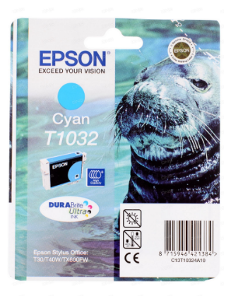 Картридж струйный Epson T1032 (XL) (C13T10324A10) Голубой