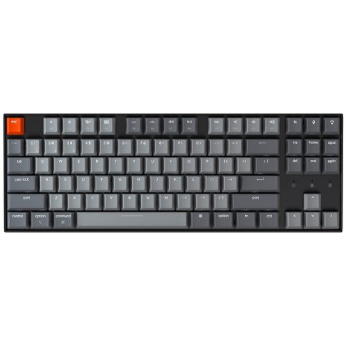 Беспроводная клавиатура Keychron K8 White Backlight HotSwap Gateron Red, черно-серый, английская/русская (ANSI) keychron k2 axh bluetooth wireless mechanical keyboard 84 keys gateron hot swappable switch white led backlit