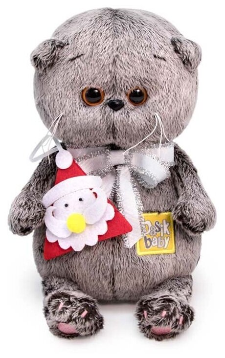 Мягкая игрушка 20см BUDI BASA "Басик BABY с игрушкой Дед Мороз" (BB-068)