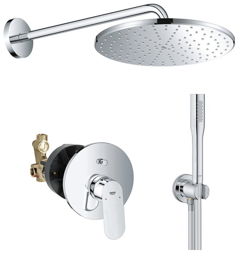 Душевая система с тропическим душем Grohe Eurosmart Cosmopolitan, хром