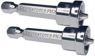 Биты ударные VertexTools PH2X50 мм с ограничителем 2шт