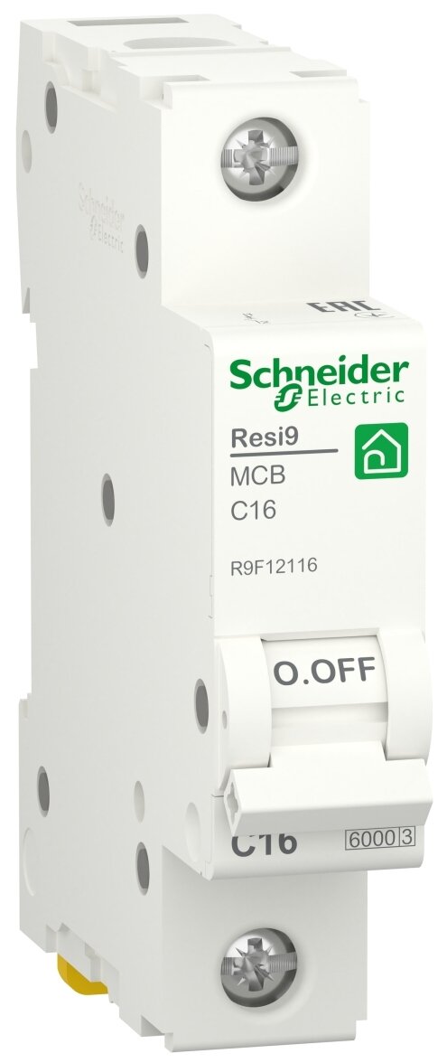 Автоматический выключатель Schneider Electric RESI9 АВ С 16А 1P 6000A R9F12116