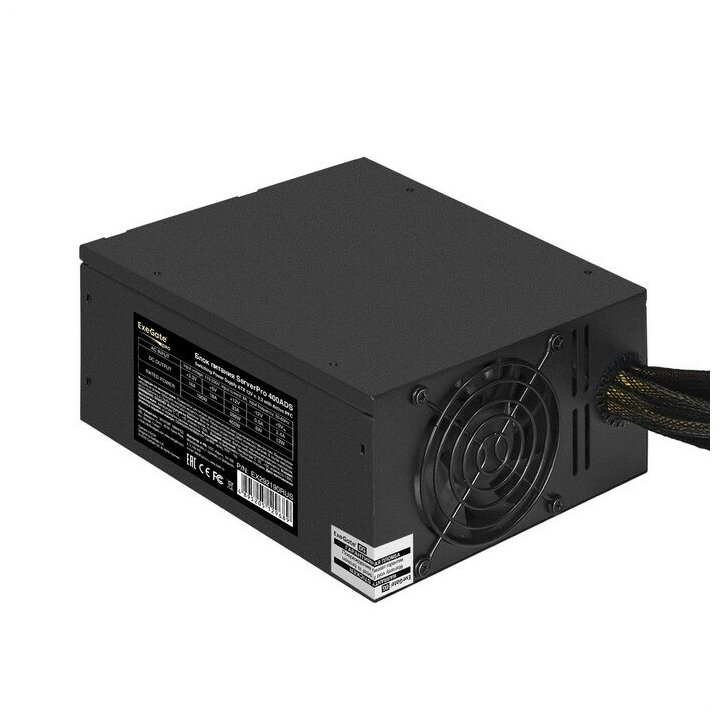 EXEGATE Блок питания EX292190RUS Серверный БП 400W ServerPRO-400ADS ATX, APFC, КПД 82% 80 PLUS , 2x8cm fans, 24pin, 4+4 pin, PCIe, 9xSATA, black