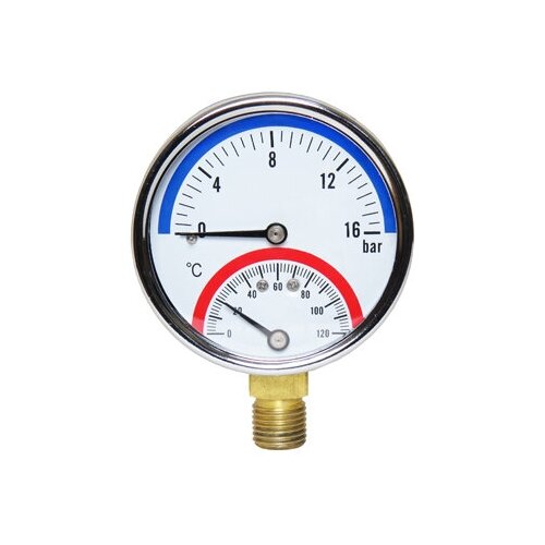 Манометр с термометром SK-01X60 (до 16 бар/120 °C) 1/4' вертикальный