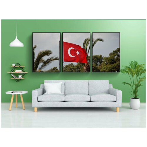 фото Набор модулных постеров для интерьера "флаг, турция, турецкий флаг" 60x90 см. в тубусе, без рамки lotsprints