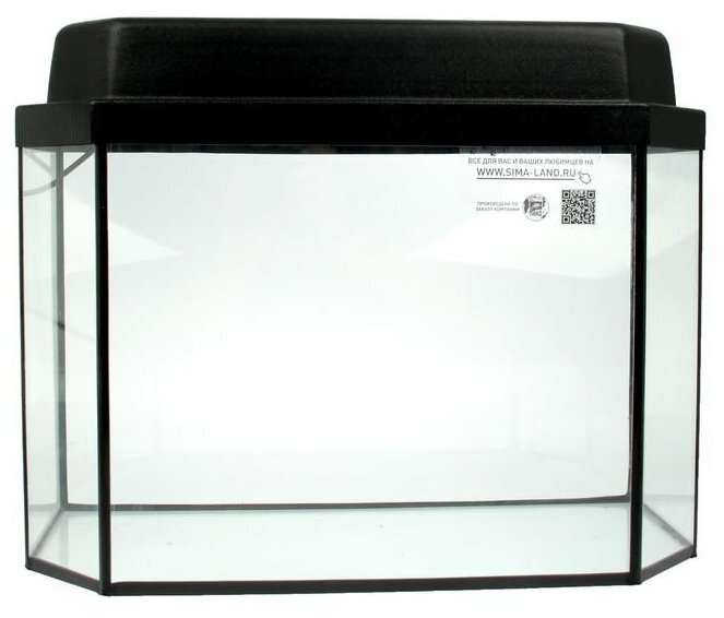 Аквариум панорамный с крышкой, 25 литров, 44 х 18,5 х 31/36,5 см, чёрный - фотография № 3