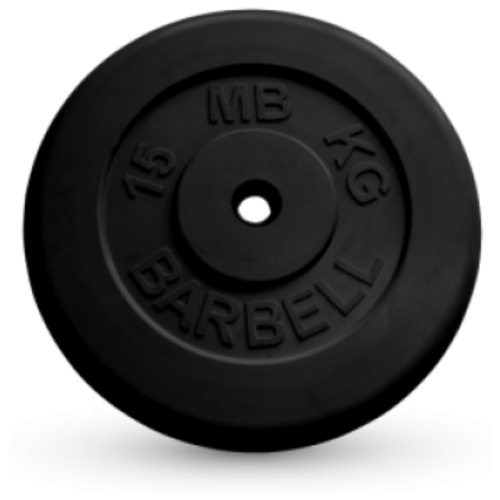 15 кг диск (блин) MB Barbell (черный) 26 мм. 5 кг диск блин mb barbell черный 26 мм