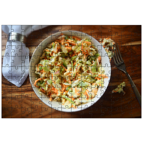 фото Магнитный пазл 27x18см."еда, салат из капусты, вилка" на холодильник lotsprints