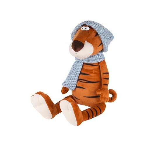 фото Игрушка mt-mrt022103-25 тигр гоша в вязаном шарфе и шапке 25 см maxitoys (оранжевый), игрушка 25 см