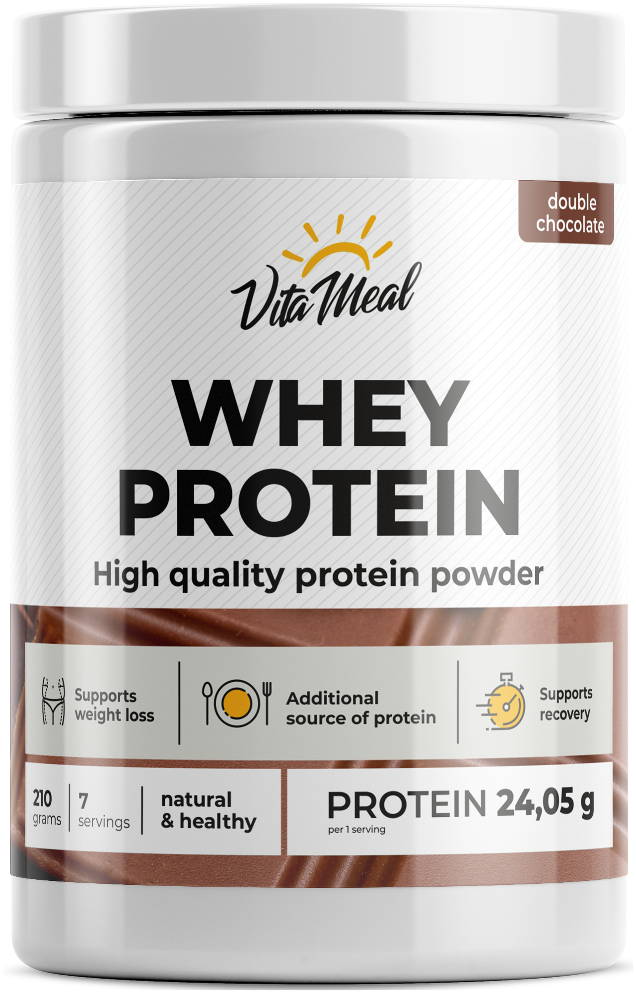 Сывороточный протеин 7 порций VitaMeal Whey Protein (банка) 210 г Двойной шоколад