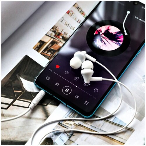 Наушники проводные с микрофоном для компьютера айфона телефона BM49 белые 84000₽