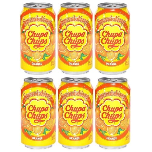 Газированный напиток Chupa Chups Orange (Чупа Чупс Апельсин), 6 банок по 345 мл.