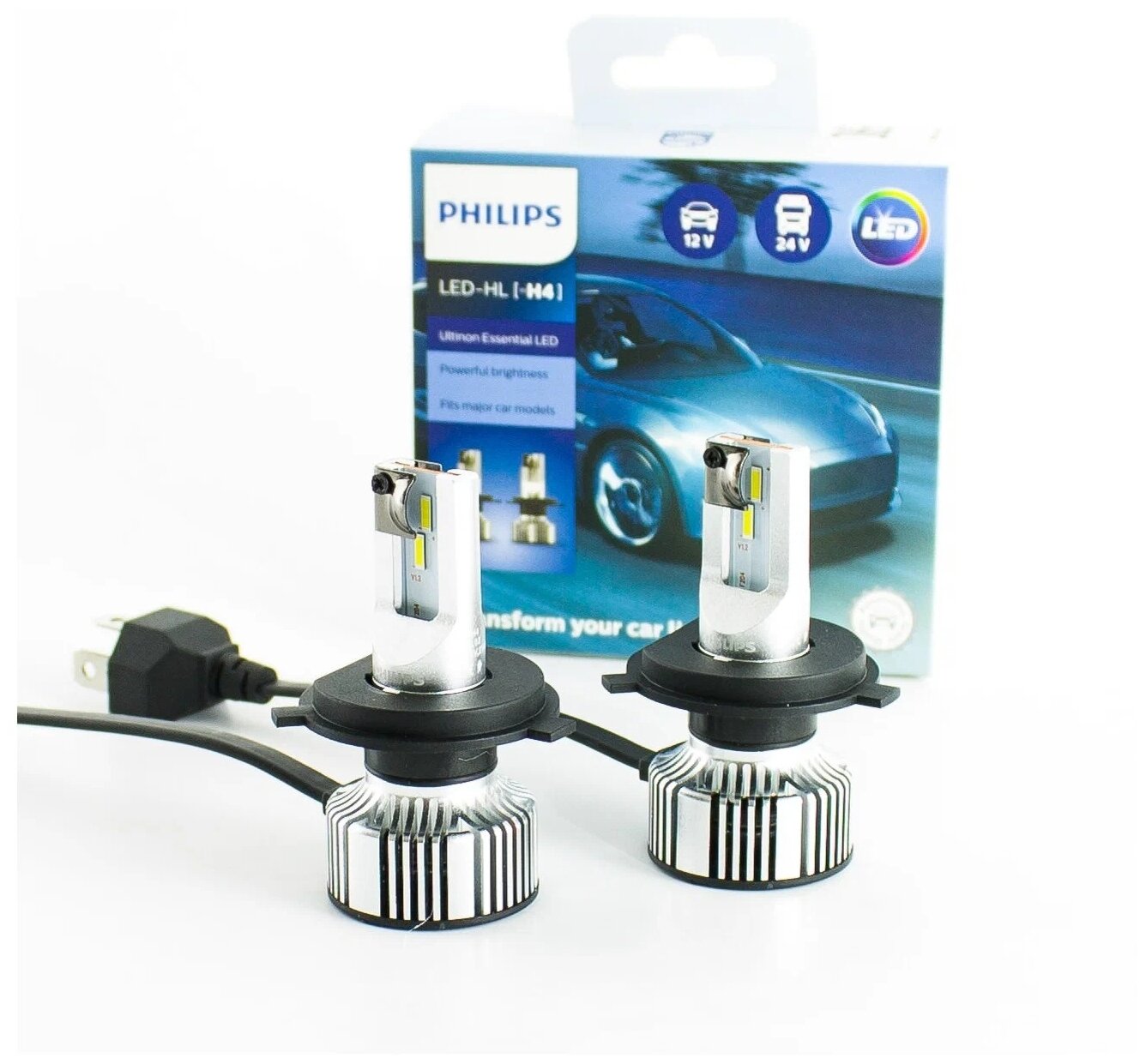 Лампа автомобильная светодиодная Philips Ultinon Essential H4 LED 6500K 11342UE2X2 P43t-38