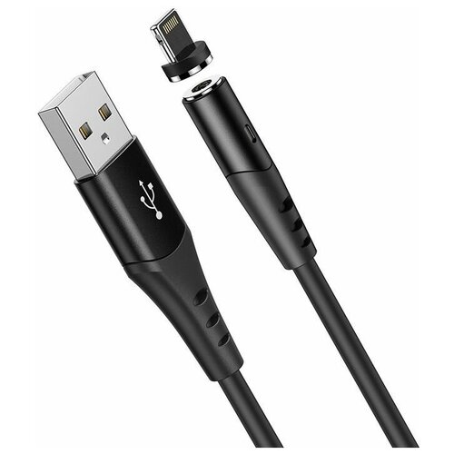 Кабель USB HOCO X60 Honorific, USB - Lightning, 2А, 1 м, черный, с магнитным выходом кабель для зарядки usb lightning магнитный для iphone hoco x52 1м