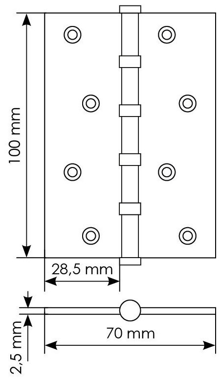 Петля дверная универсальная латунная Morelli MBU 100X70X3-4BB Cofe кофе - фотография № 5