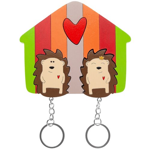 Ключница деревянная на два ключа Хлэб Ежи