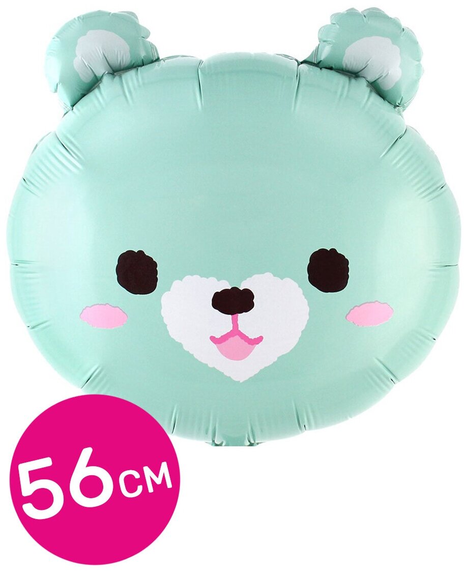 Воздушный шар фольгированный Falali фигурный на день рождения ребенку/мальчику/девочке Медвежонок, бирюзовый, 56 см