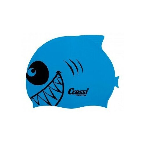 шапочка для плавания cressi silicone kids cap shark детская голубая Шапочка для плавания CRESSI SILICONE KIDS CAP SHARK, детская, голубая
