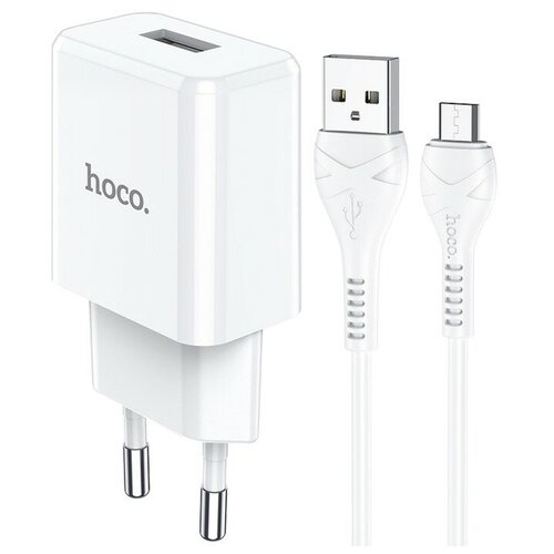 Сетевое зарядное устройство Hoco N9, USB - 2.1 А, кабель microUSB 1 м, белый