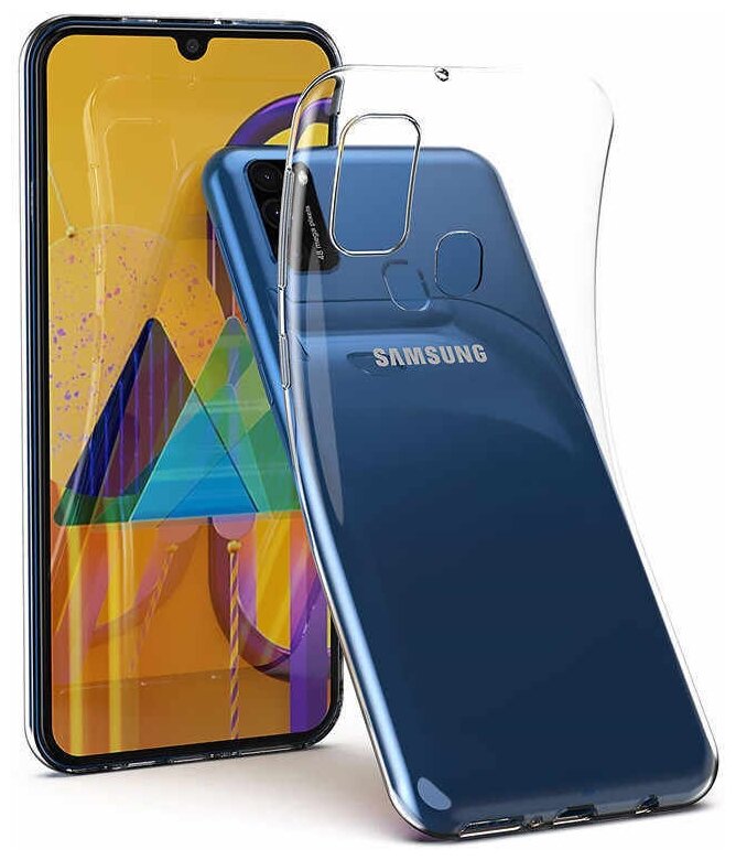Чехол силиконовый для телефона Samsung Galaxy A21s AMFOX CVR-SAMA21S, прозрачный / противоударный для самсунг, защита смартфона, накладка для android