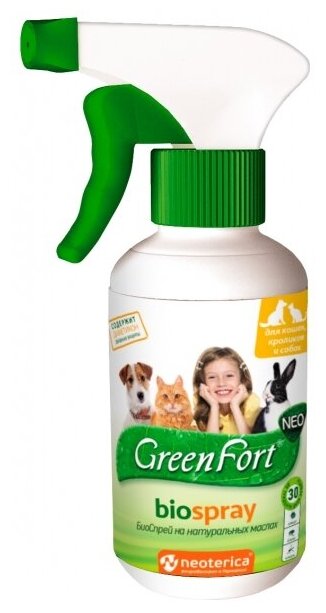 GreenFort NEO (Neoterica) биоспрей от паразитов для кошек кроликов и собак 200 мл