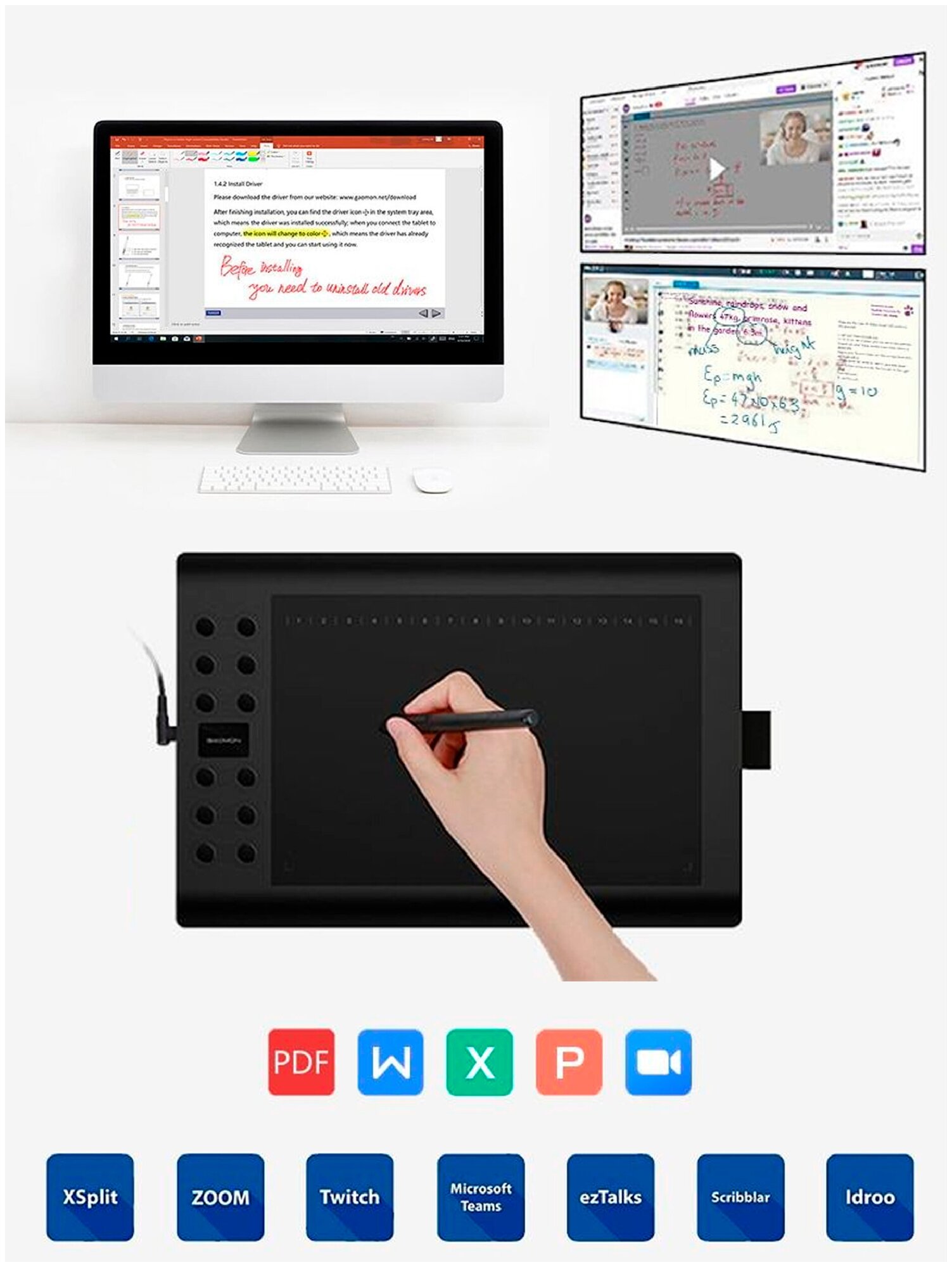 Набор для творчества - графический планшет для компьютера взрослым и детям GAOMON M106K PRO