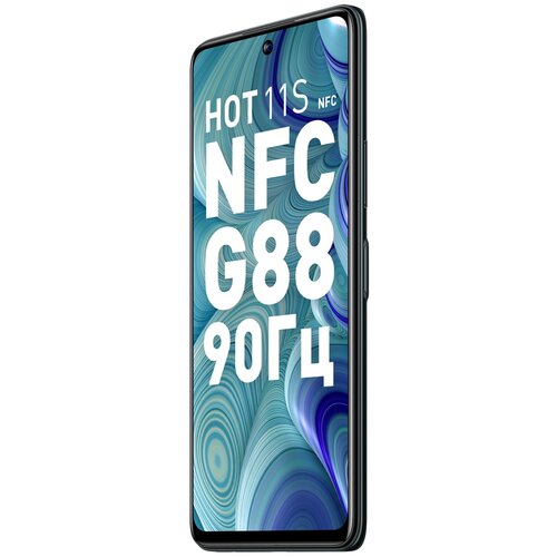 Смартфон Infinix HOT 11S NFCзеленый. 4/64GB, черный смартфон samsung sm a346e galaxy a34 5g 256gb 8gb графит моноблок 3g 4g 2sim 6 6 1080x2340 android 13 48mpix 802 11 a b g n ac nfc gps gsm900 1800 gs