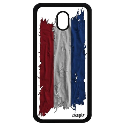 фото Противоударный чехол для смартфона // samsung galaxy j3 2017 // "флаг голландии на ткани" дизайн страна, utaupia, белый