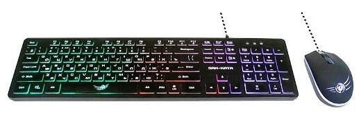Игровой комплект DIALOG KMGK-1707U BLACK Gan-Kata - клавиатура + опт. мышь с RGB подсветкой