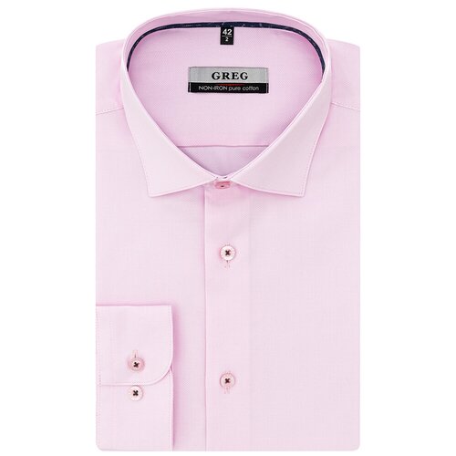 фото Рубашка мужская длинный рукав greg 603/131/5432/z/1p, полуприталенный силуэт / regular fit, цвет розовый, рост 174-184, размер ворота 39