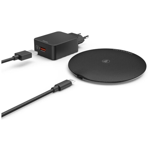 фото Беспроводное зарядное устройство hama fc15 metal универсальное кабель usb type c (00187263) (черный)