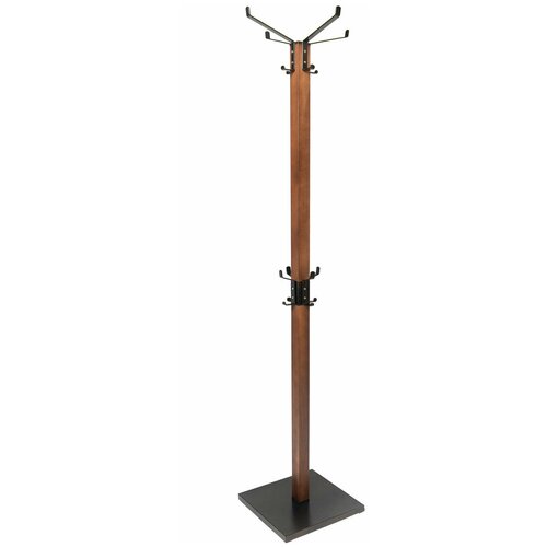 Вешалка-стойка «Карина-1», 1,8 м, основание 42 см, 4 крючка + 4 дополнительных, дерево/ металл, орех