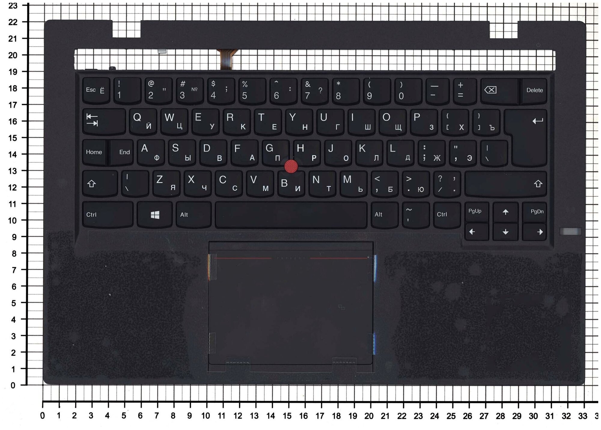 Клавиатура для ноутбука Lenovo ThinkPad X1 carbon Gen 2 2014 топ-панель черная с подсветкой