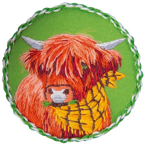 PANNA Набор для вышивания Брошь Корова Белла (JK-2193), 5.5 х 5.5 см набор для вышивания гладью panna живая картина брошь корова белла jk 2193