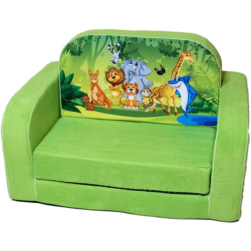 фото Детский диван кровать "зверята", размер: 83х55х55 см. (швг), материал ткани: флис, оксфорд, наполнитель: эластичный пенополиуретан. кипрей