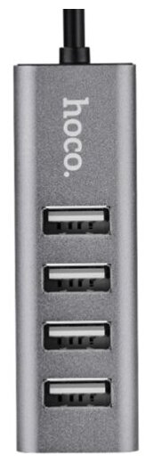 Разветвитель USB Hoco HB1 Tarnish хаб - концентратор 4 порта USB2.0 линейка - темно-серый