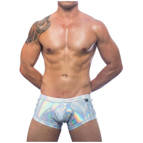 фото Плавки-боксеры "flare trunk - metallic silver" / andrew christian / серебристый / размер xl