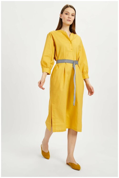 Платье BAON Платье-рубашка с поясом Baon B4522022, размер: S, желтый