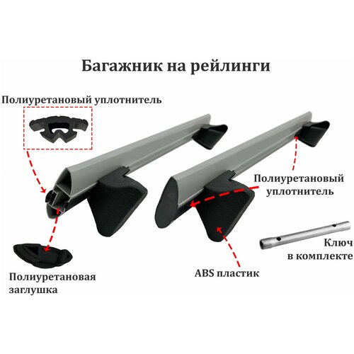 Аэродинамический багажник на рейлинги с просветом для автомобиля VOLKSWAGEN Sharan, 2010-н.в.