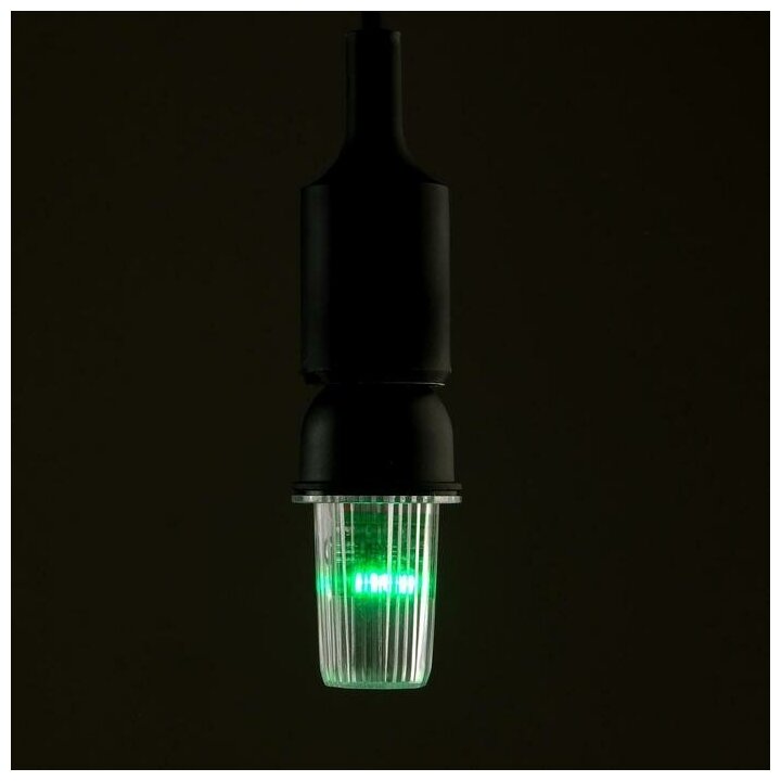 Лампа светодиодная Строб, прозрачная, Е27, 4LED, 3 Вт, 220 В, зеленое свечение - фотография № 1