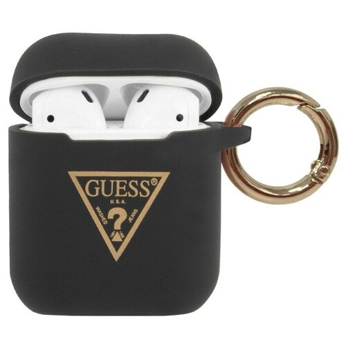 фото Guess чехол guess silicone case triangle logo с кольцом для airpods, черный