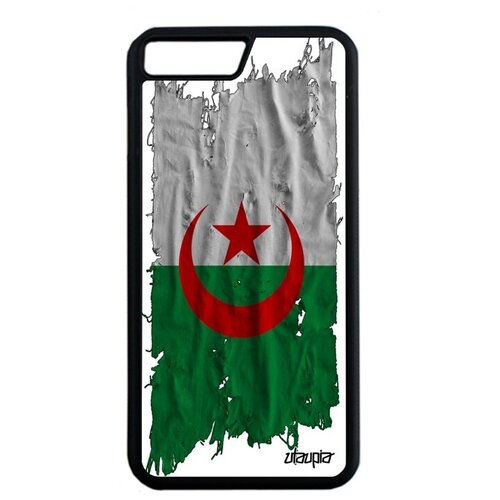 фото Чехол на // apple iphone 7 plus // "флаг алжира на ткани" патриот дизайн, utaupia, белый