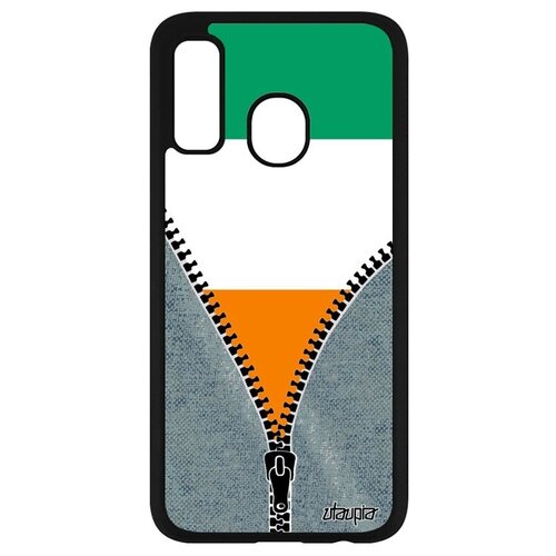 фото Защитный чехол на мобильный // samsung galaxy a40 // "флаг кот-д'ивуар на молнии" страна дизайн, utaupia, серый