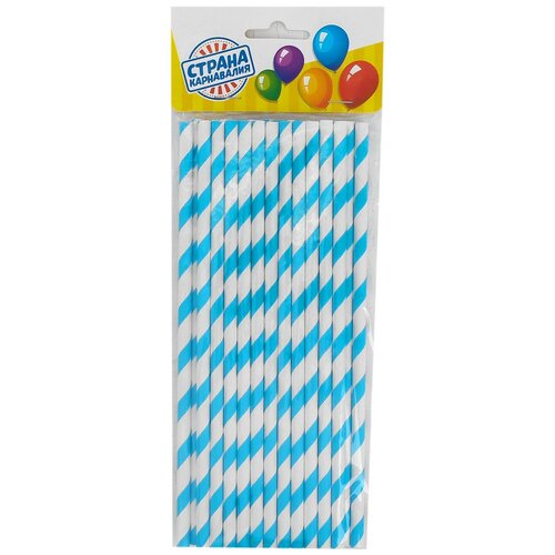 фото Трубочка для коктейля "спираль" набор 25 шт, цвет белый-голубой 3945391 страна карнавалия