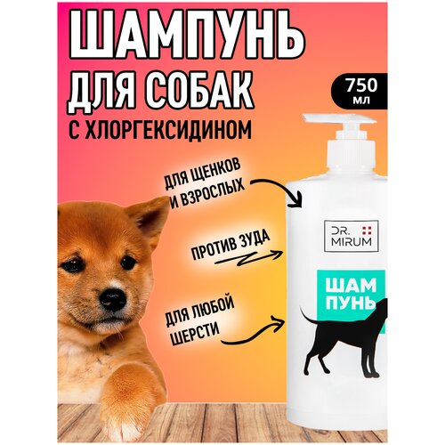 Шампунь для собак Dr. Mirum Premium For Pets антибактериальный с хлоргексидином, 750 мл