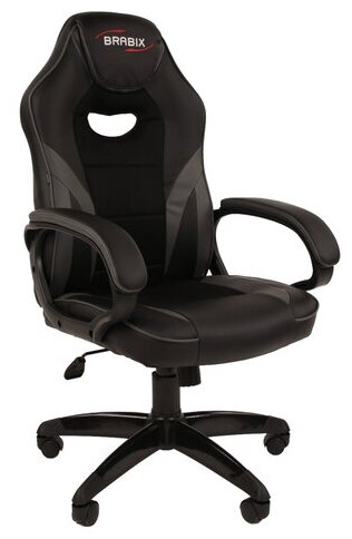 Кресло компьютерное Brabix "Accent GM-161", TW, экокожа, черное, серое, 7083504